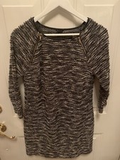 Ann Taylor Knit Black/white / Zipper Accents - Small Dress