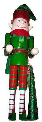 Pier 1 Wooden Light Up 15'' Nutcracker Elf