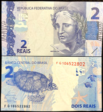 Brazil 2 Reais ND 2010 Banknote World Paper Money UNC Currency Bill