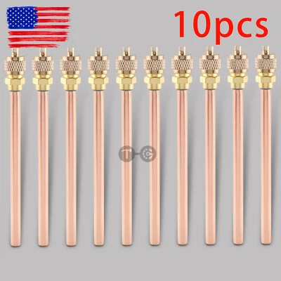 TOPGEARSLTD 10PCS Schrader valve 1/4" SAE *1/4" OD *4.65" Stem Core AC Refrigeration Kit