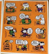 PEANUTS HALLOWEEN 7 Full STICKER SHEETS CHARLIE BROWN SNOOPY GREAT PUMPKIN VNTG