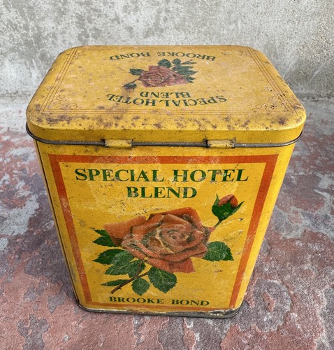 Caja de lata vintage antigua rara Brooke Bond mejor mezcla de hotel de té publicidad impresión litográfica - Imagen 8 de 9