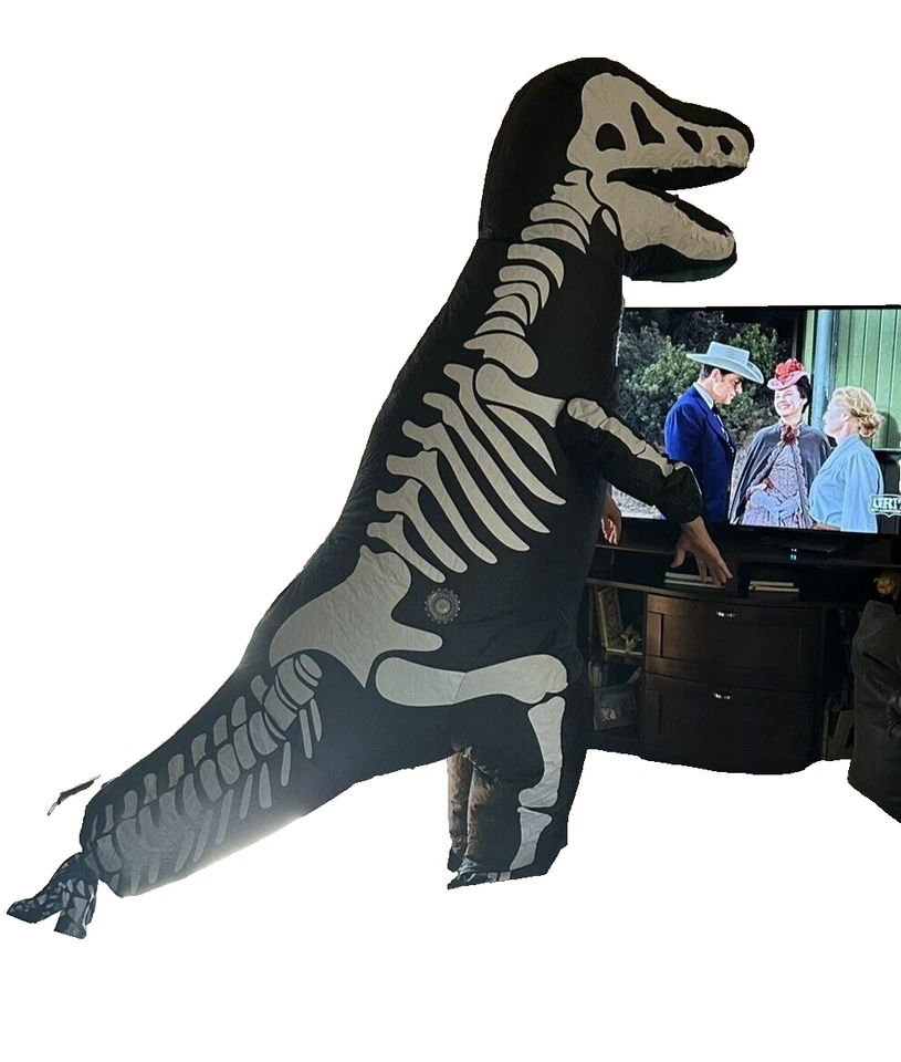 Halloween Adult Costume Inflatable Dinosaur Skeleton Jumpsuit With Fan - Image 4 of 4