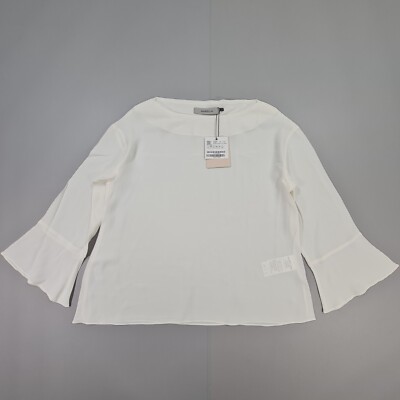 MARELLA Womens Blouse White 8 UK 3/4 Sleeves Silk Blend Top