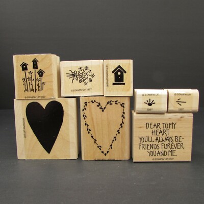 Stampin Up Dear To My Heart Set of 8 Friendship Love Rubber Stamps 1997