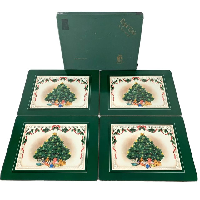 Vintage Royal Table Laminated Cork Back Placemats Christmas Tree
