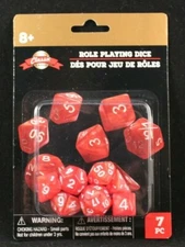 Role Playing Dice - 7 Piece Dice Set - Pearlescent Red - Classic Games - Age 8+