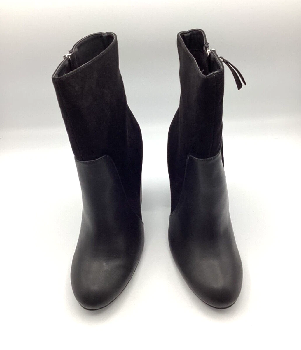 Anne Michelle Negro Imitación Cuero Tacón Alto Invierno Zapatos Botines Talla 5 Nuevo
