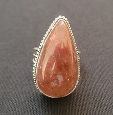 Vintage Sterling Silver Plate Agate Ring