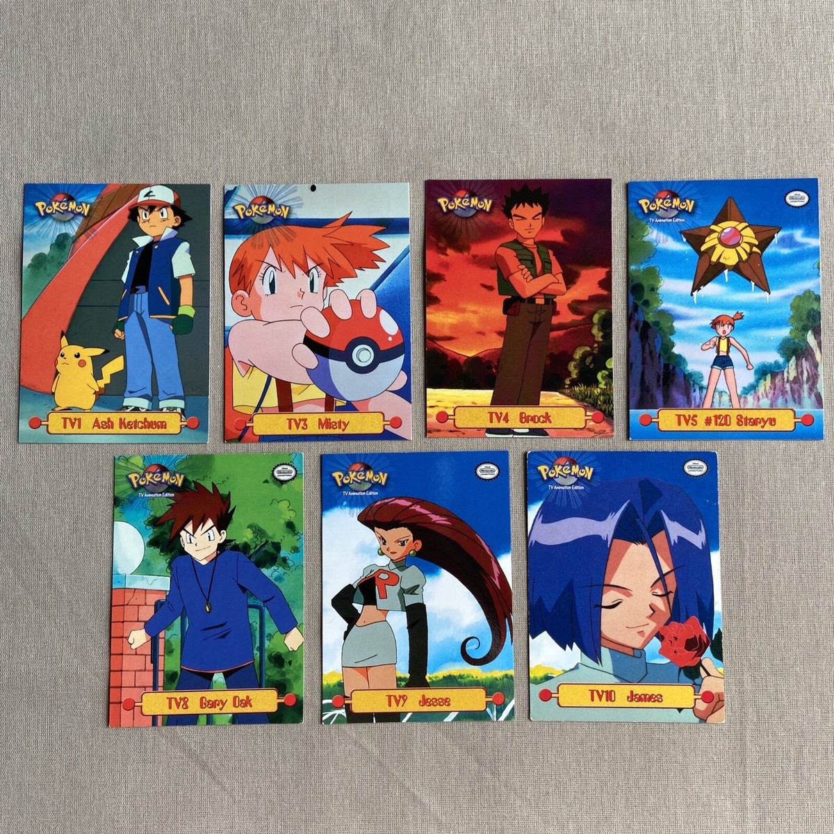 1999 Topps Pokemon Series 1 TV Cards (7 Set) Lot Puzzle Piece Vintage Ash  Misty+