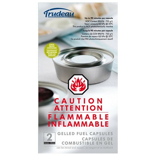 Trudeau 2pc Gel / Gelled Fuel Capsules for Fondue Sets & Chafing Dish