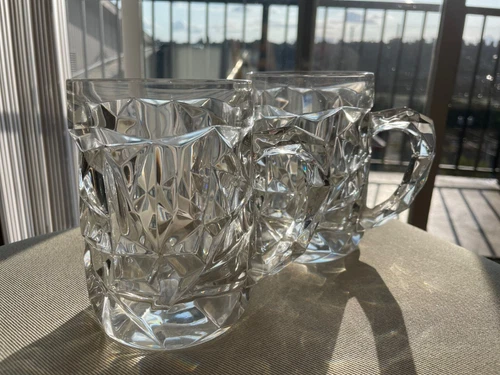 2 Tiffany & Co Glass Crystal Beer Mugs 16oz