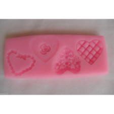 Moule Gâteaux En Silicone 4 Différents Coeurs Pour Pate À Sucre & D'amande Cake 