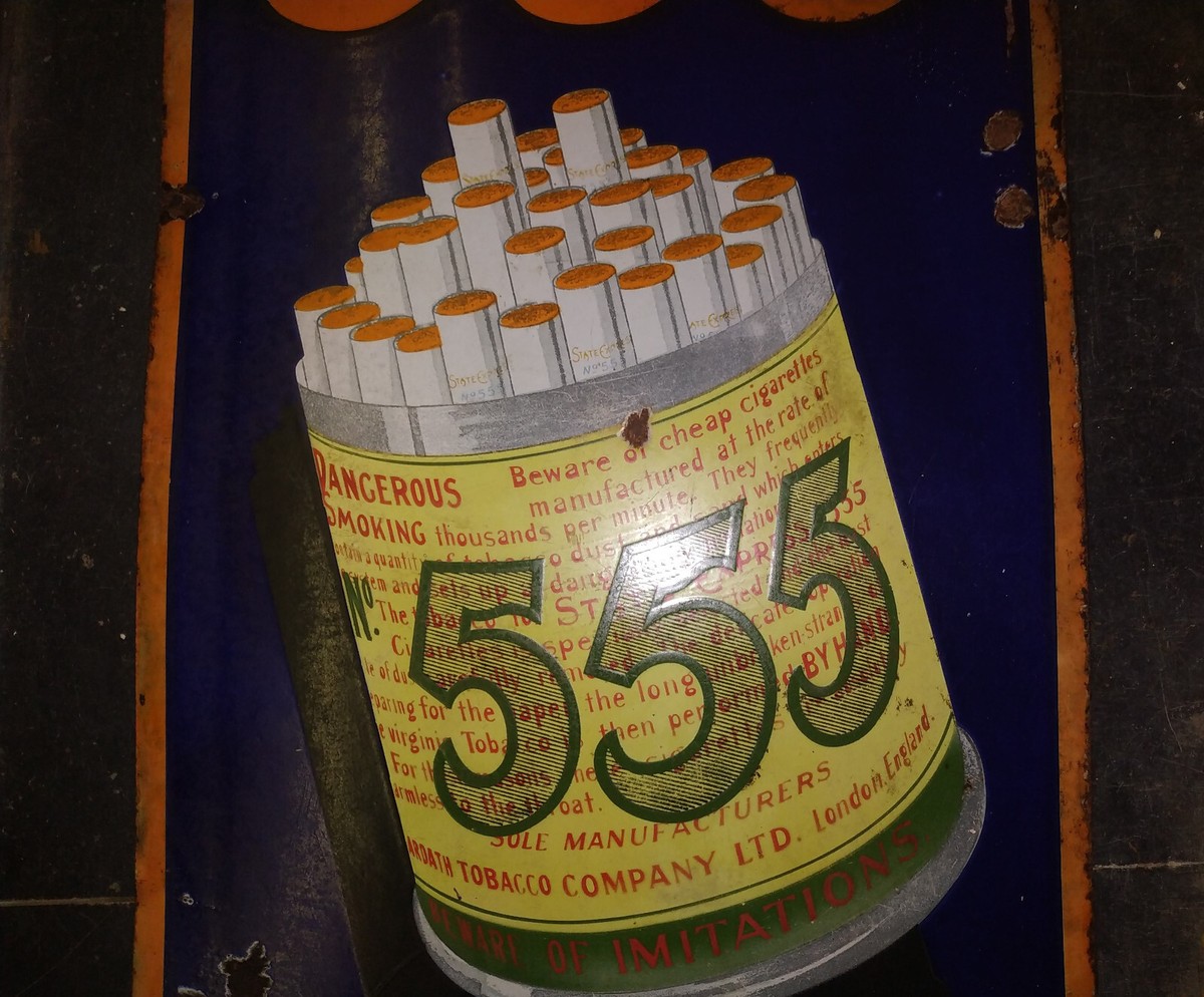VINTAGE ORIGINAL PORCELAIN ENAMEL SIGN BOARD 555 STATE EXPRESS