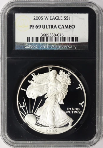 2005-W Proof $1 American Silver Eagle NGC Retro PF69UCAM NGC 25th Anniversary