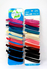Conair 24 Piece Ponytail Hair Ties Assorted Colors Metal Free - Set Of 2  New 