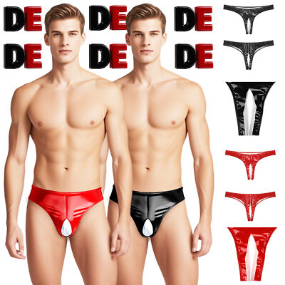 DE Herren Wetlook Slip String Reizwäsche Glänzend Unterhose Party Club NIghtwear