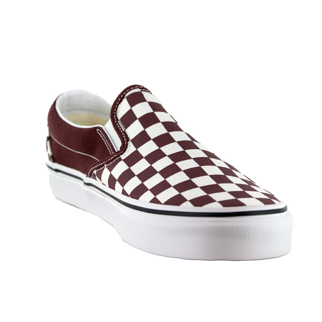 Checkerboard Slip Maroon And Grey Checkered Vans Vans Classic Slip