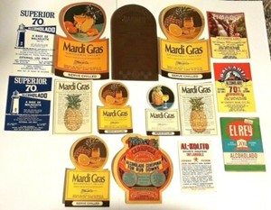Lot 15 Old UNUSED PUERTO RICO LIQUOR LABEL Set Rum Alcohol Ron 1940 Sello Stamp