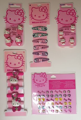 HELLO KITTY Haarspangen Krawatten zum Aufkleben Ohrringe Ohrringe