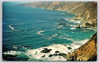 Swirling Surf Along Highway 1 Big Sur Point CA Postcard Scenic Coastal View