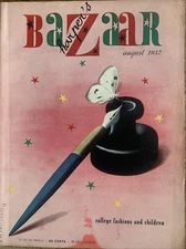 Harper's Bazaar Magasin, August 1937, Man Ray, A.M Cassandre. College Fashion