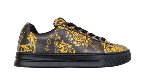 Versace scarpe sneakers donna in pelle 71VA3SKL nero oro | eBay