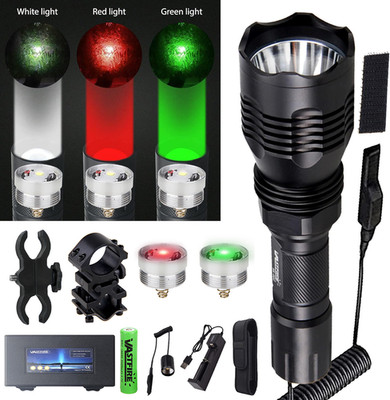 800Yard Red/Green LED Hunting Flashlight w/ Scope Mount for Coyote Hog Varmint