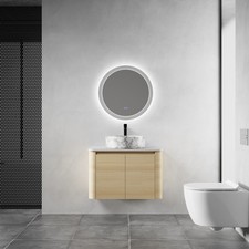30'' Wall-Mounted Bathroom Vanity With Ceramic Art Sink  2-Soft-Close Door, K