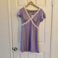 Old Navy Lavender Lace trim babydoll V-Neck Short flutter Sleeve Women's Size S