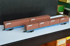 Eurotrain 1011 Russian RZD Extended Flat Car with RM Rail Containers HO