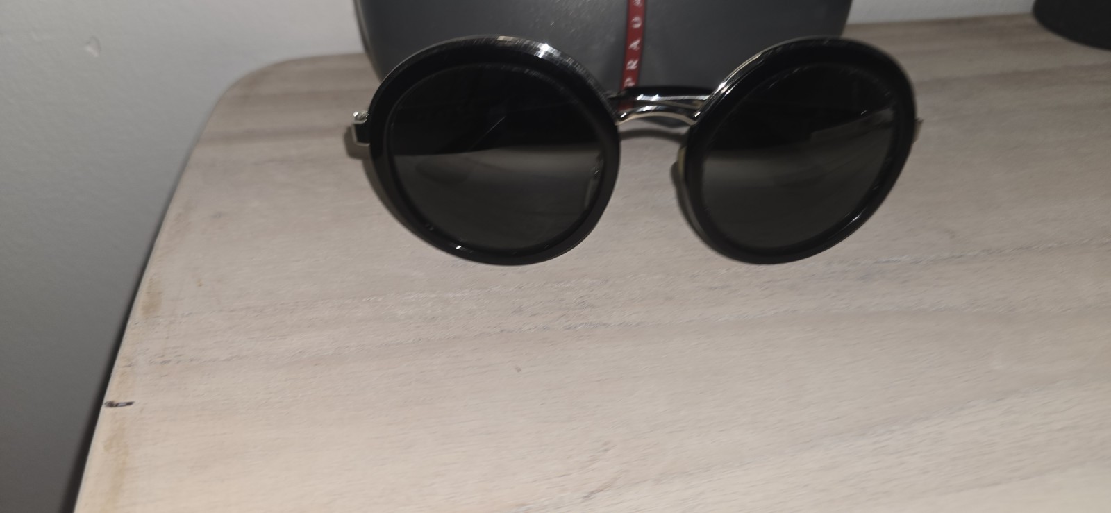 Prada Authentic Round Black Silver Oversized Sung… - image 3