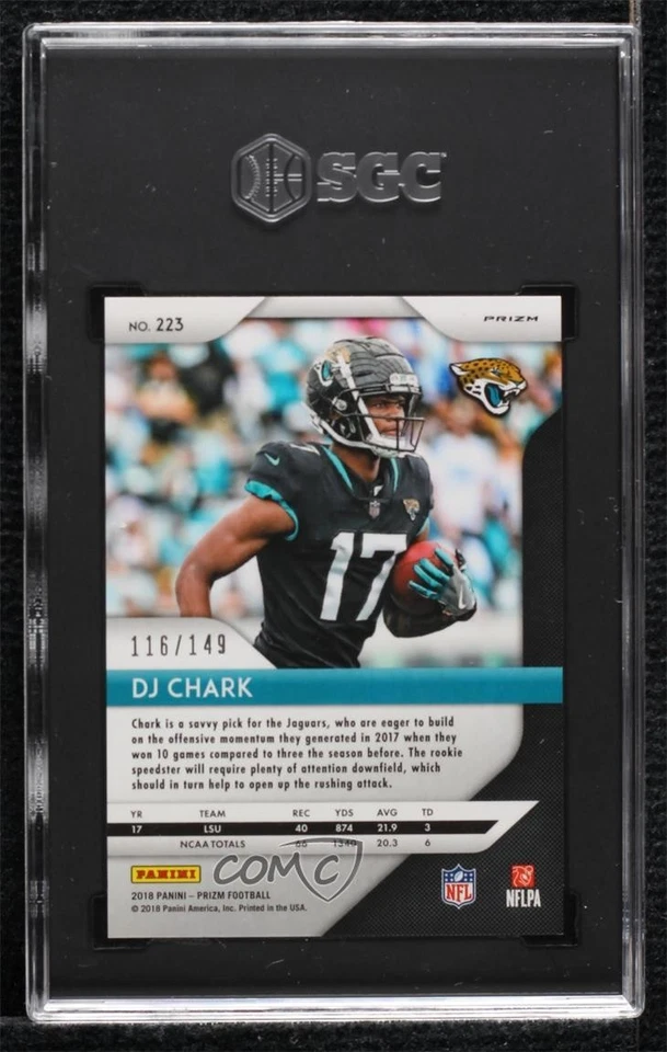 2018 Panini Prizm Rookie Red Wave Prizm /149 DJ Chark Jr #223 SGC 8.5 Rookie RC - Image 2 of 2