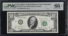 1969A $10 Federal Reserve Note Fr-2019-D* Cleveland PMG66 Gem EPQ