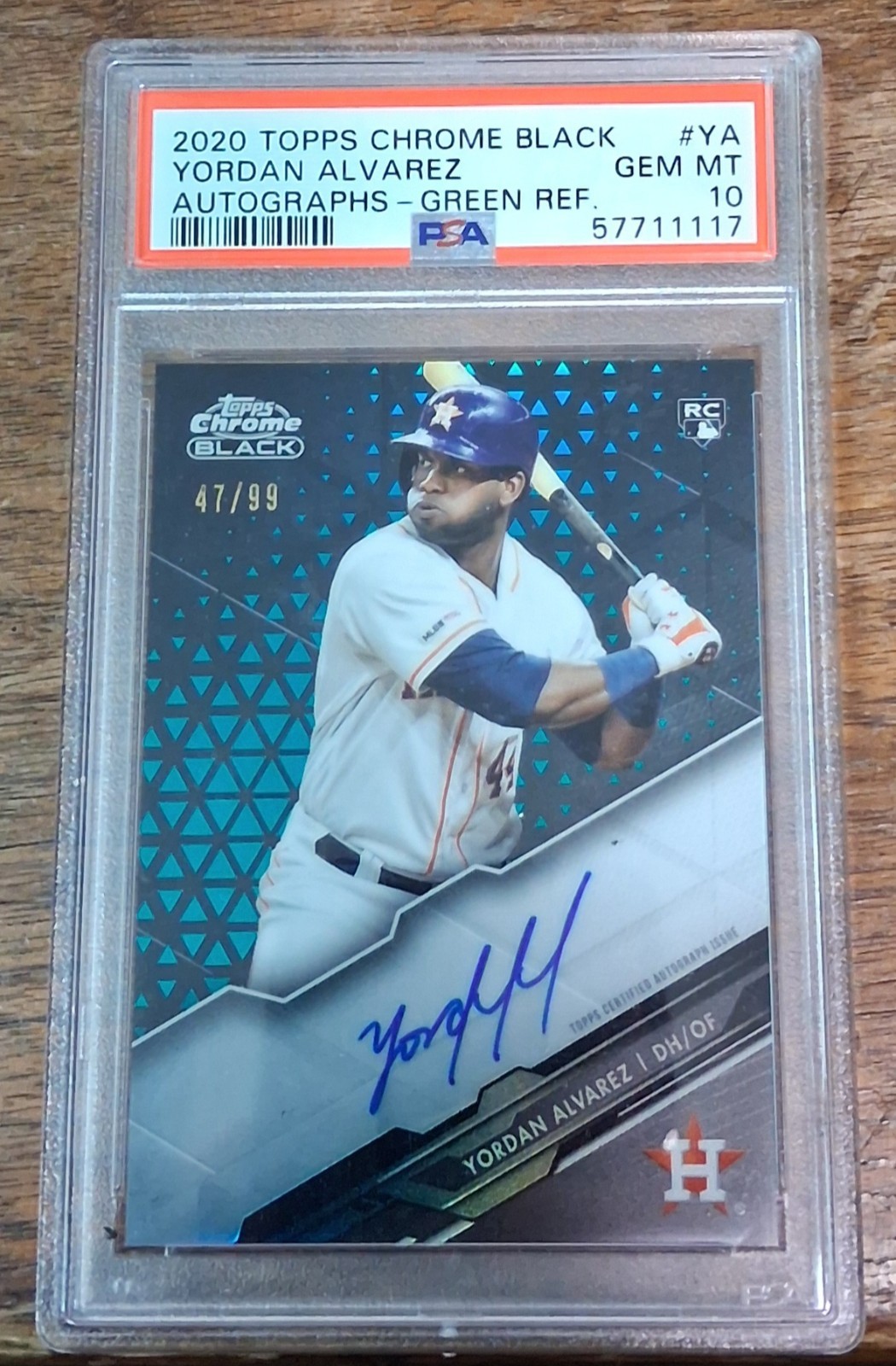 2020 Topps Chrome Black RC Auto Yordan Alvarez, #/99 PSA 10
