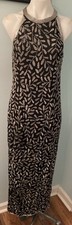 Vtg Lawrence Kazar Sz PM Black/Silver Bead Halter Top Formal Maxi Evening Gown
