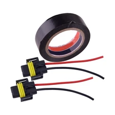 Extension Wire Pigtail Female 880 Two Harness Fog Light Bulb Plug Lamp Hot +Tape