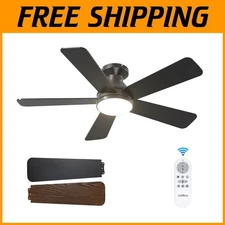 Modern 42" Black Ceiling Fan with Remote - Reversible Blades