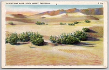 c1950 Postcard Death Valley California CA Desert Sand Hills Linen UNP