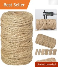 PerkHomy 5mm Jute Rope 105 Feet Twisted Heavy Duty and Thick Twine Rope for C...