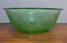Indiana Depression Glass Horseshoe Green Uranium Mixing Bowl Rare 7 1/2"