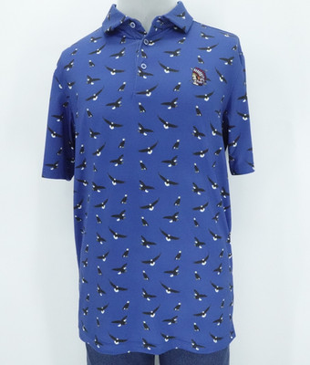 Shinnecock Hills Golf Club Polo Mens Medium Blue Eagle Print Embroidered Logo
