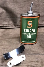 Singer Sewing Machine Oil 3 Fl Oz Can Lead Spout W/ Cabinet Mount Holder