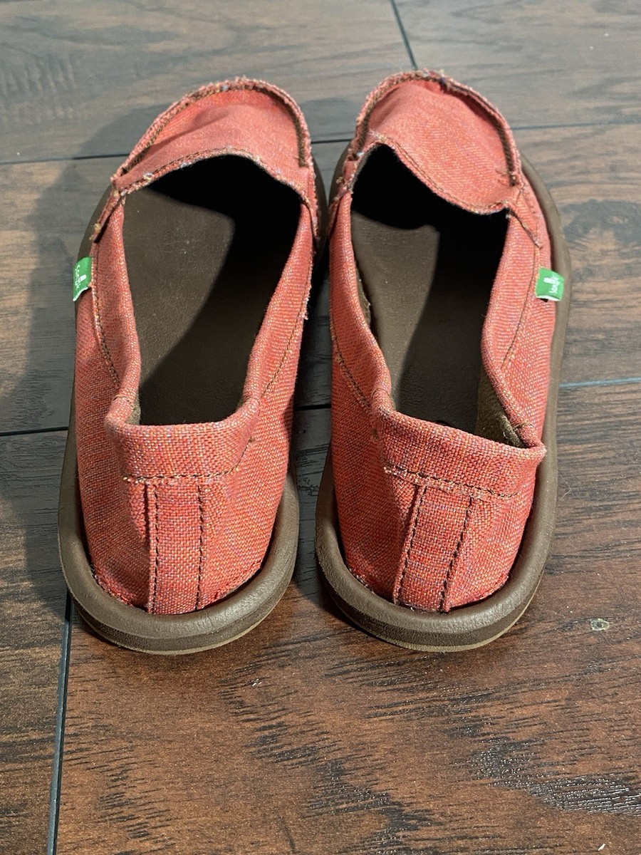 SANUK Shoes Women’s Size 6 Slip On Loafers Slide On Red Coral View 4