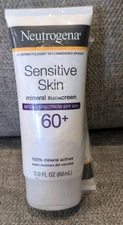 2-EXPIRED Neutrogena Sensitive Skin Mineral Sunscreen Lotion SPF 60+ 3oz Sealed