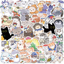 Cute Animal Stickers, 50Pcs Vinyl Waterproof for Water Bottles, Laptops, Scrapbo