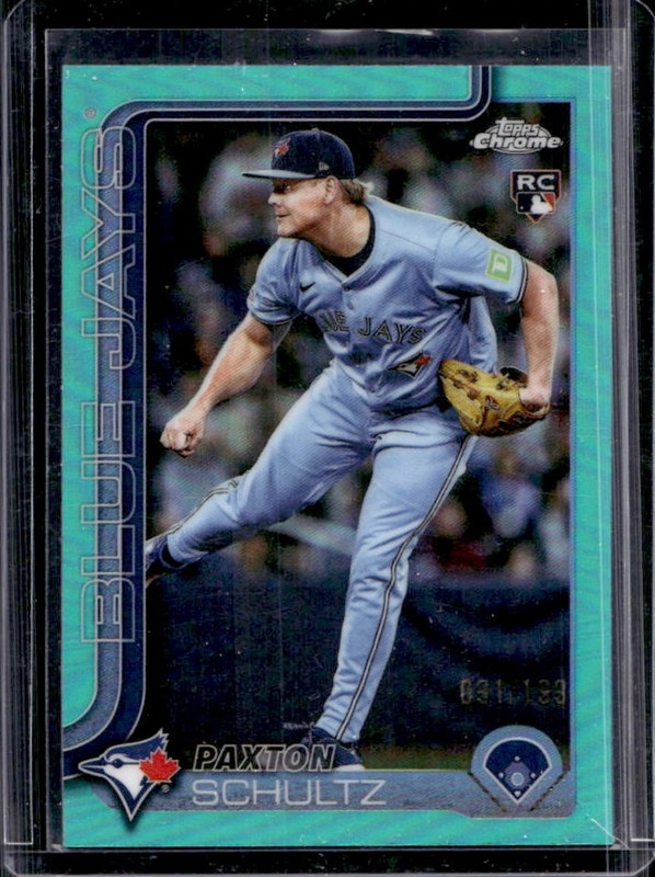 2025 Topps Chrome Update Paxton Schultz RC Aqua Refractor #/199 Blue Jays