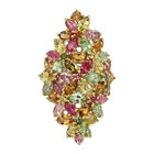 Large Natural Tourmaline Cluster Ring Multi Gemstones Silver plated with Gold — photo 5