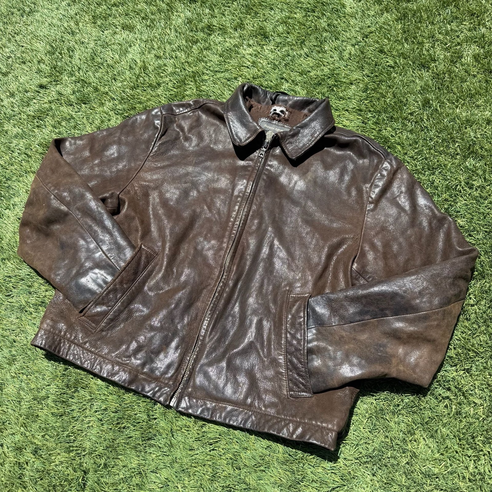 Vintage Banana Republic Leather Bomber Jacket Size L