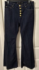 Michael Kors Selma Flare Jeans Women  s Size 4 Gold Button Fly Medium Wash Denim